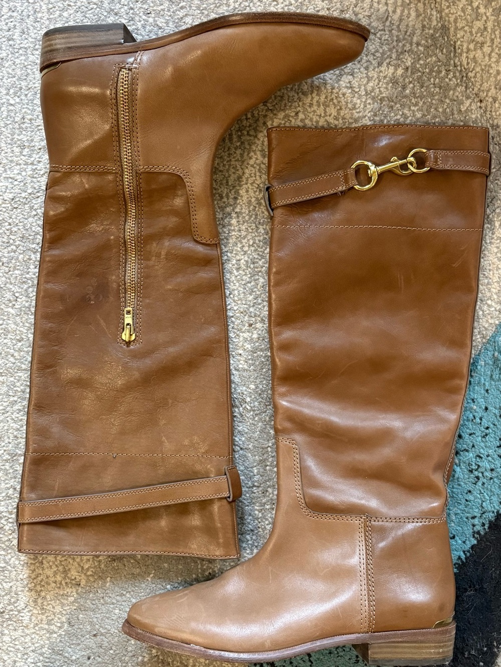 Coach Leather Laguna Tan Brown Riding Boots 10 Equestrian Preppy Old Money Knee